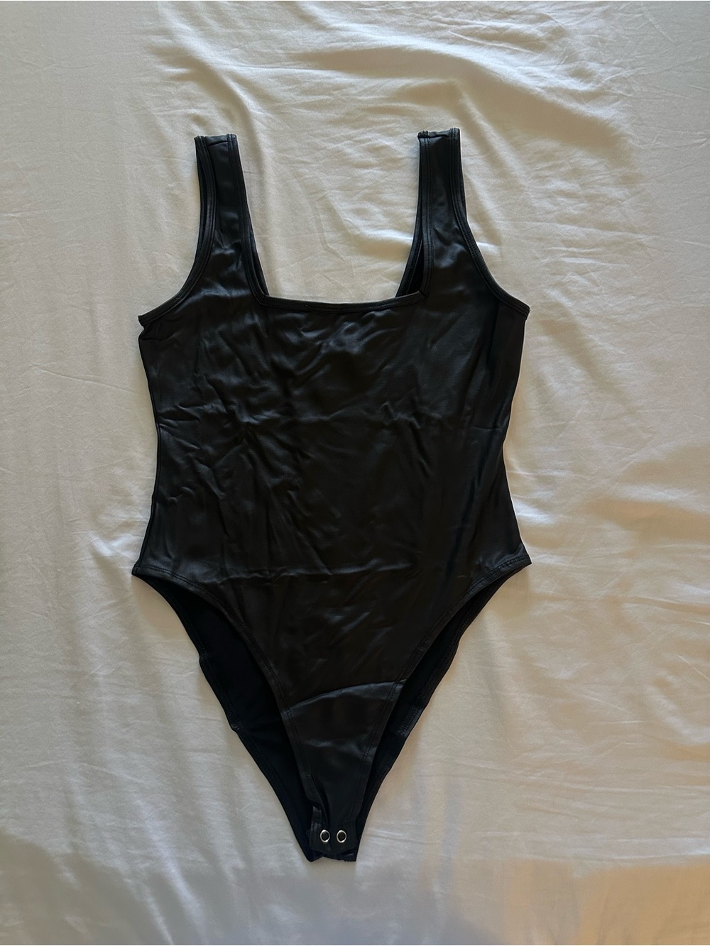 H&M Black Leather One-Piece Bodysuit
